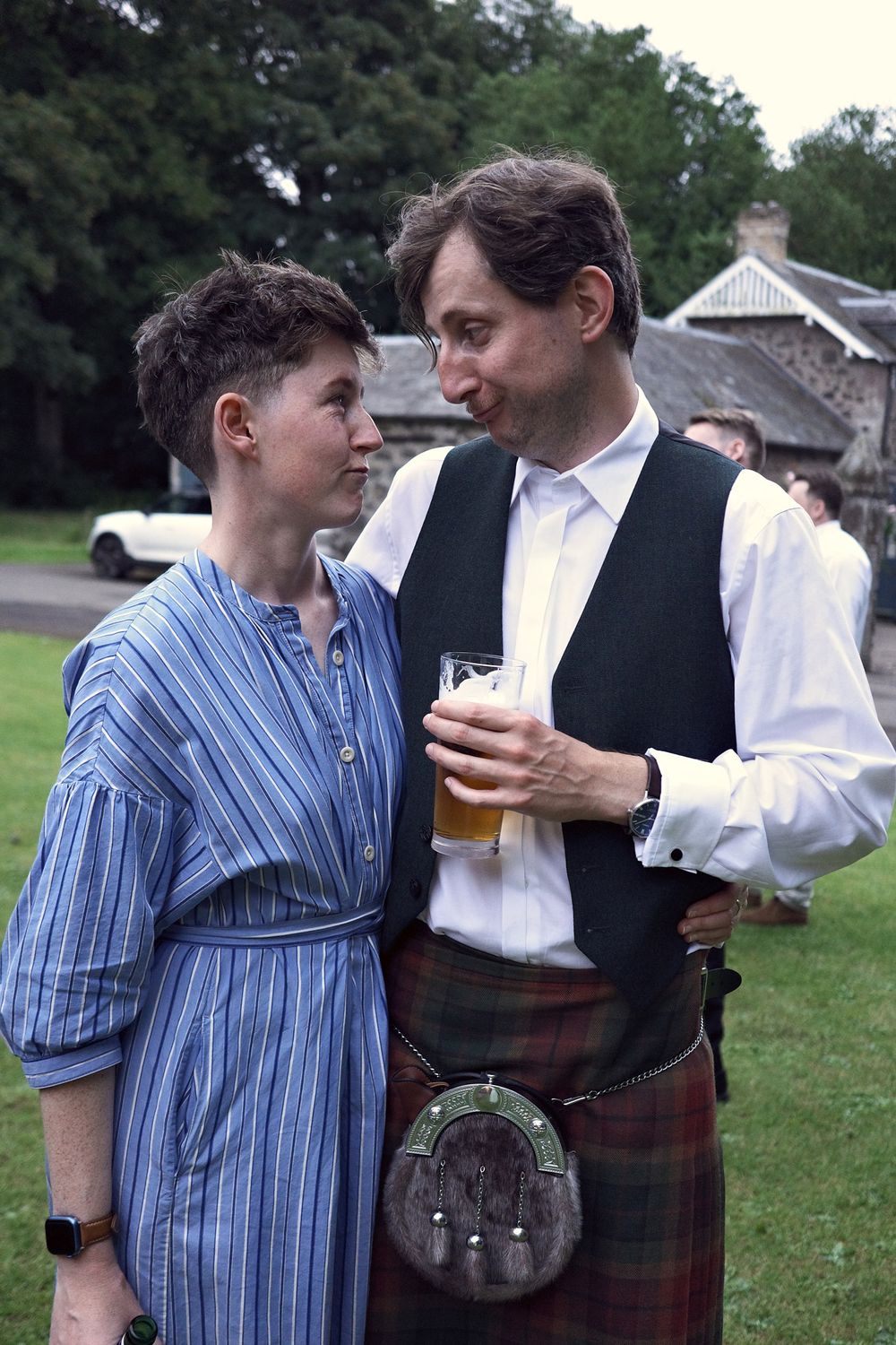Áine and Paul turning to look at each other